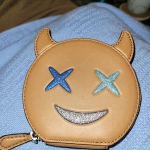 Coach Leather Devil Emoji coin purse.